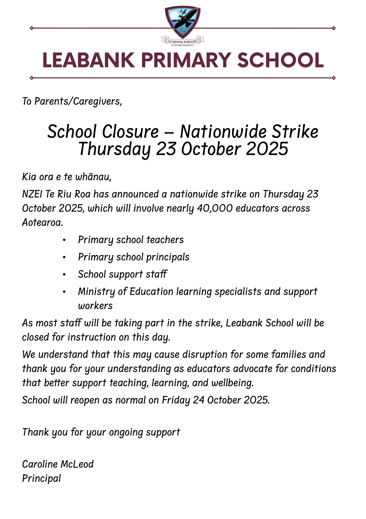 School Closed: Teachers on Strike